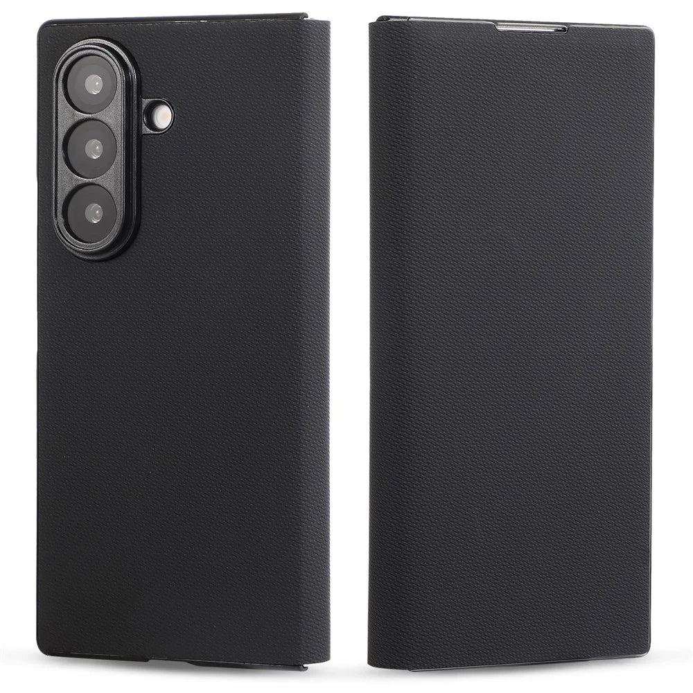 For Samsung Galaxy Z Fold7 5G Magnetic Phone Case PC + Technical Fabric Texture Wallet Flip Cover - Black - 1