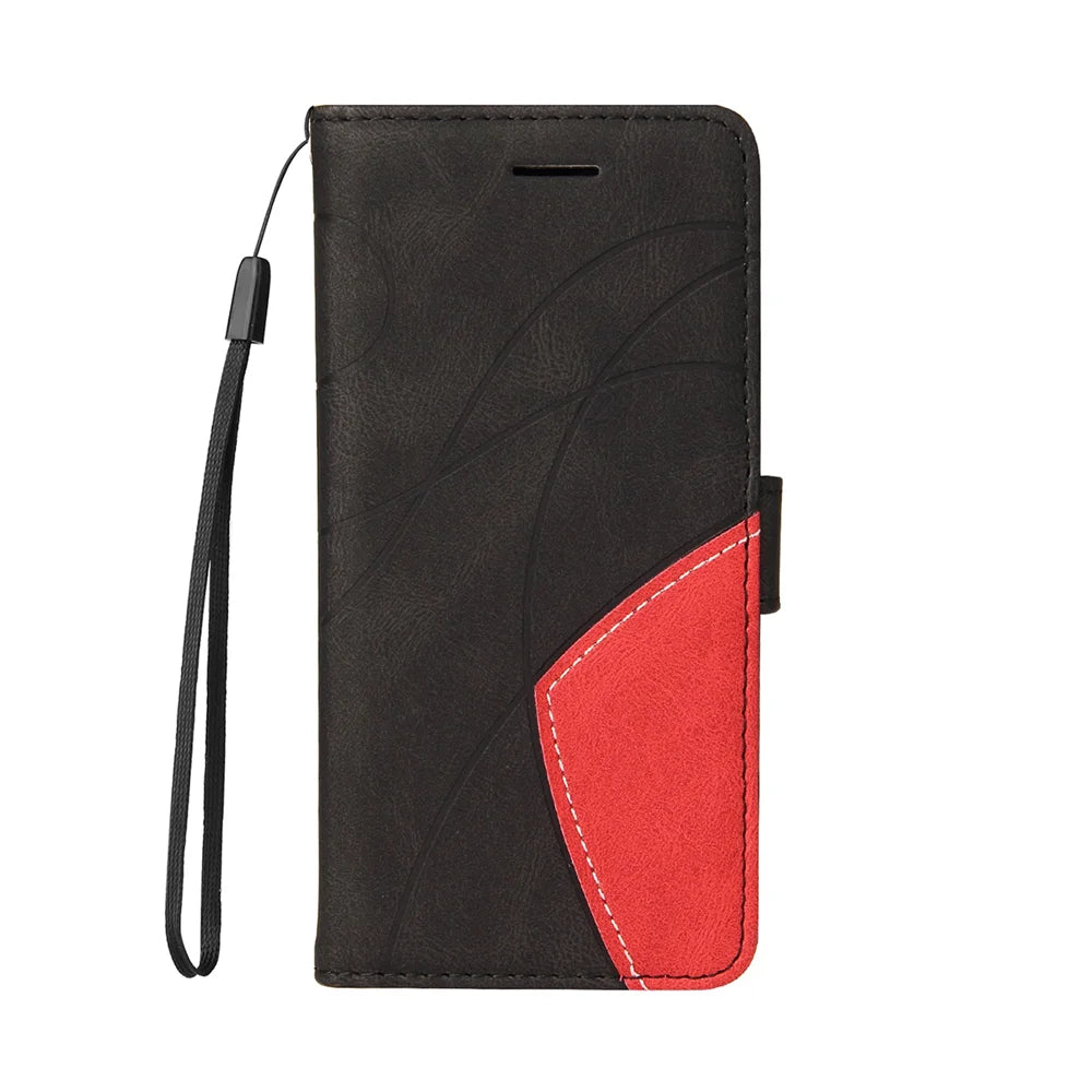 For Nothing Phone (4a) Pro Leather Phone Case Stand Wallet with Bi-colour Splicing Design - Black - 7