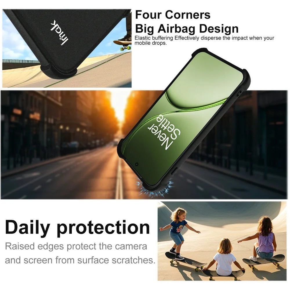 IMAK For OnePlus 15T 5G Case TPU Phone Cover Airbag Shockproof Protection - Matte Black - 6