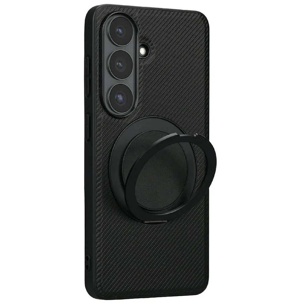 VILI TCY for Samsung Galaxy A37 5G Magnetic Phone Case with Rotary Kickstand PC TPU Back Cover - Black - 1