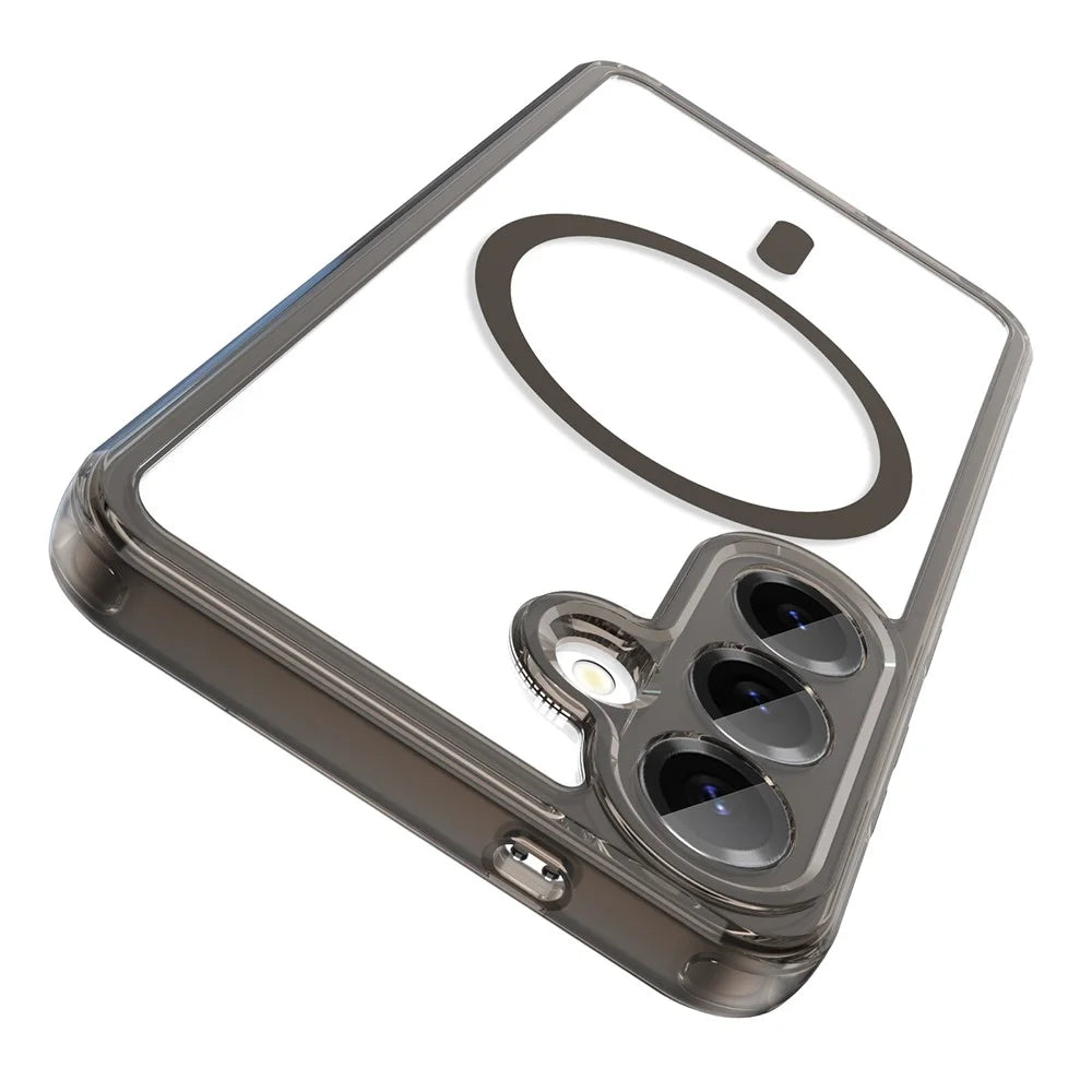 For Samsung Galaxy S25 Case Compatible with MagSafe Clear PC + TPU Shockproof Phone Back Cover - Transparent Black - 2