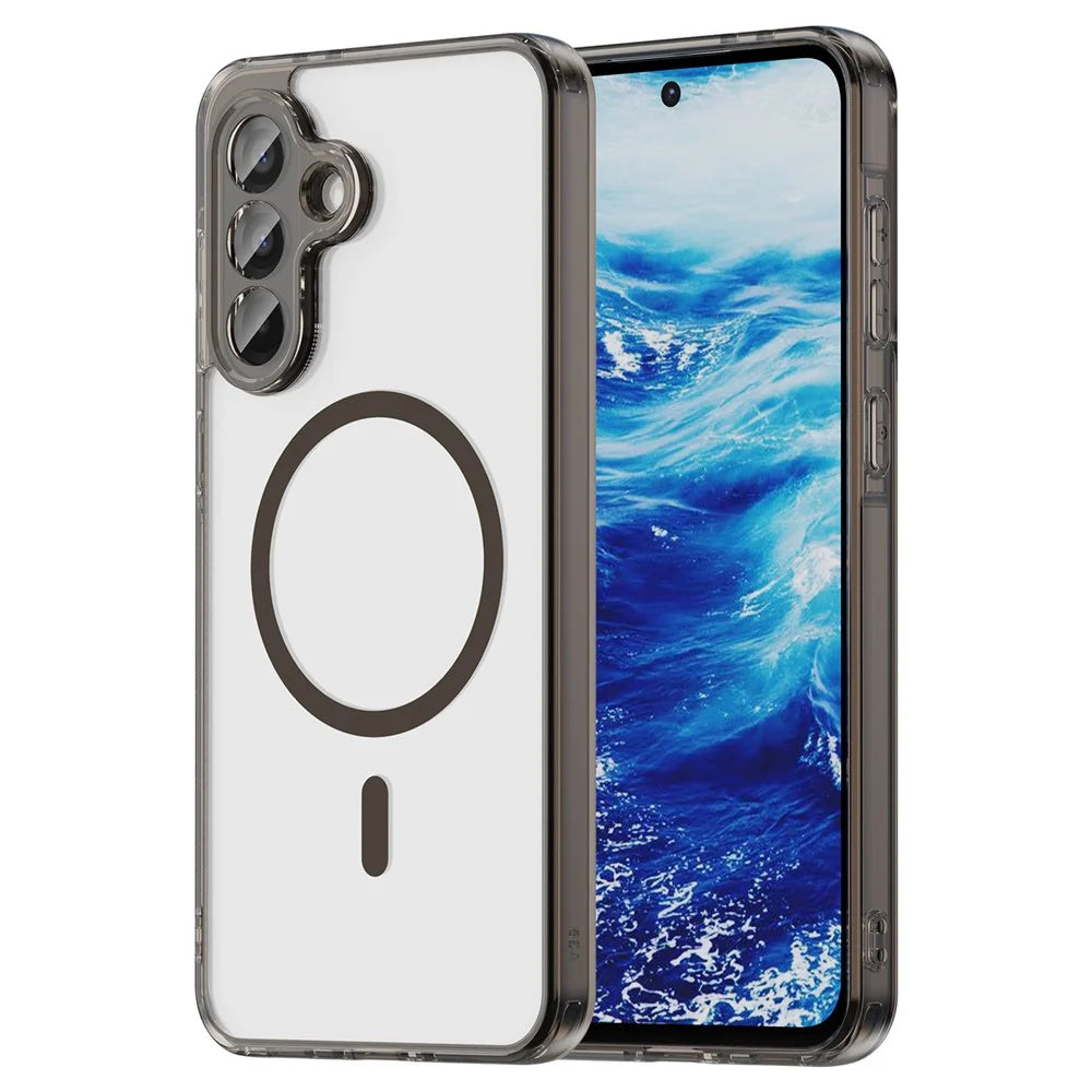 For Samsung Galaxy A36 5G Case Compatible with MagSafe Clear PC + TPU Shockproof Phone Back Cover - Transparent Black - 1