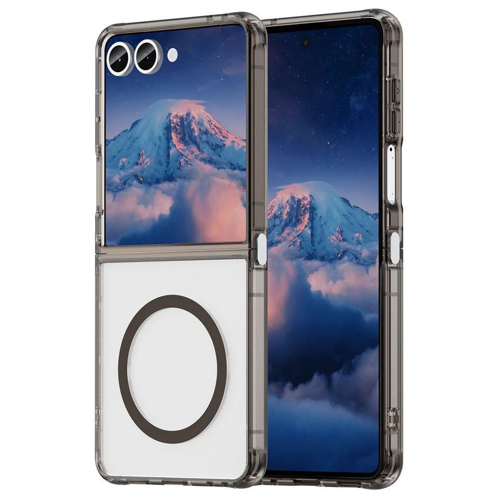 For Samsung Galaxy Z Flip7 5G Case Compatible with MagSafe Clear PC + TPU Shockproof Phone Back Cover - Transparent Black - 1