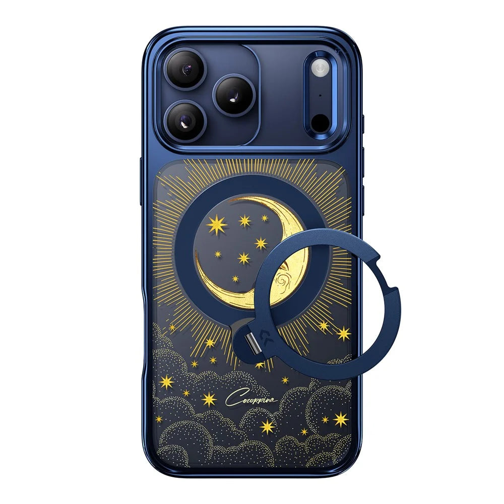 CASEKOO Tarot Series for iPhone 18 Pro / 17 Pro Magnetic Case UV 3D Printing PC + TPU Phone Cover with Ring Holder Kickstand - Tarot Blue Moon - 2