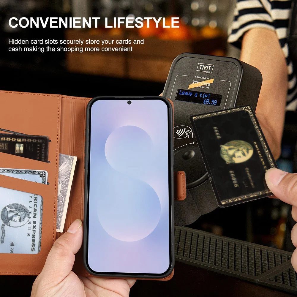 For Samsung Galaxy S25 Edge Leather Case Wallet Stand TPU + PU Skin-touch Cover - Blue - 4