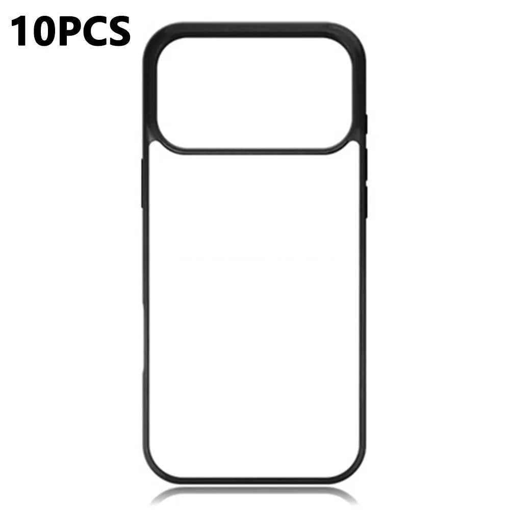 10Pcs for iPhone 17 Pro Max Case TPU PC Magnetic Ring DIY Blank Sublimation Phone Cover with Film Sheet - Black - 1