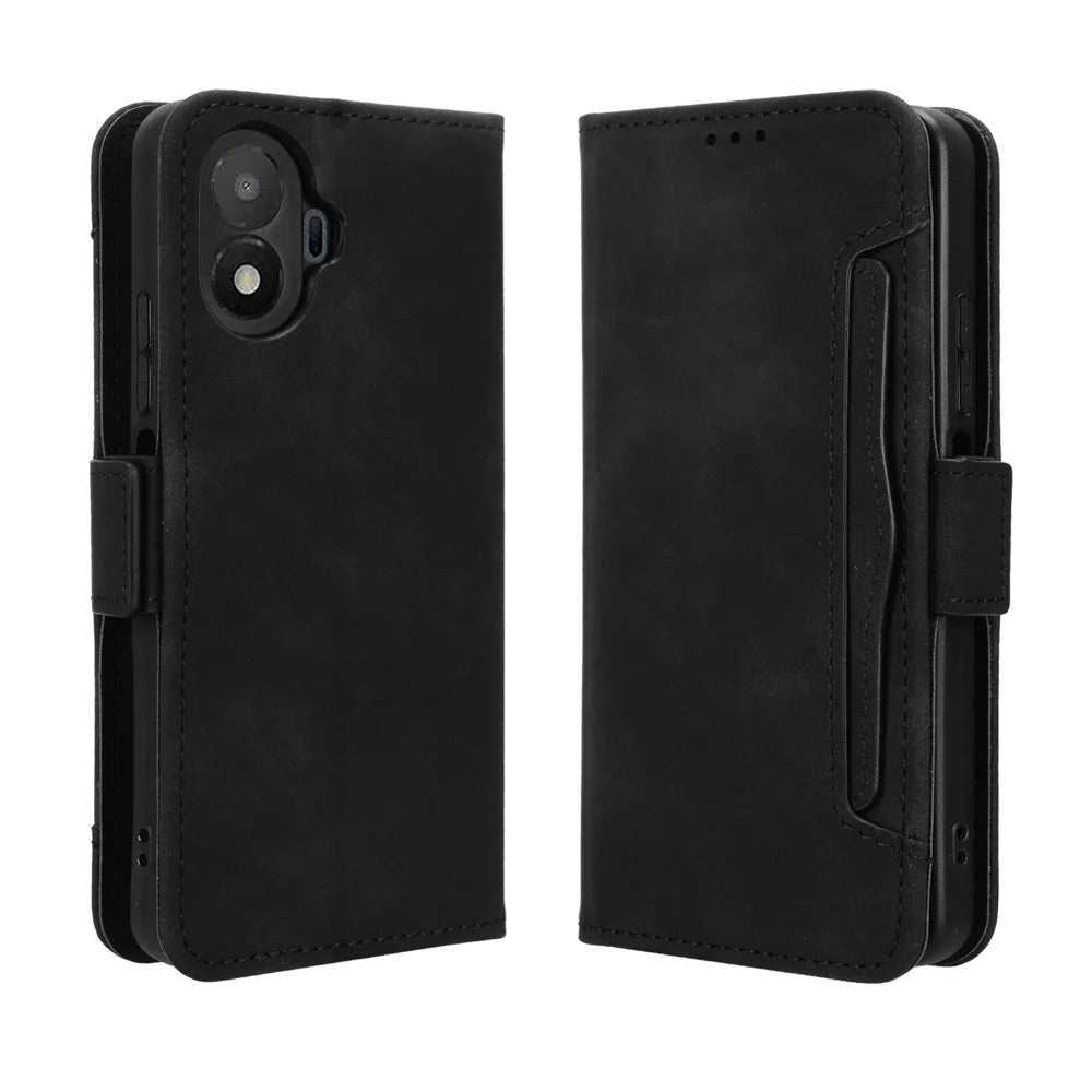 For TCL K70 SE 4G Leather Case Phone Wallet Cover with Multiple Card Slots - Black - 1