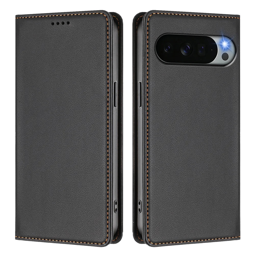 For Google Pixel 11 Pro XL Leather Wallet Case Magnetic Closure RFID Blocking Phone Cover - Black - 1