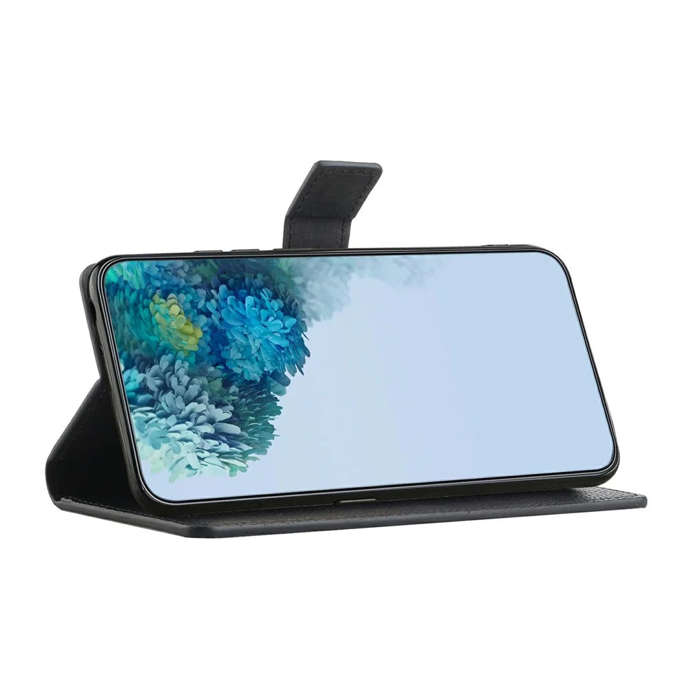 For Samsung Galaxy A37 5G  /  A36 5G Case PU Leather Wallet Phone Cover Litchi Texture, Black - 3