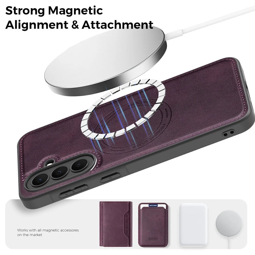For Samsung Galaxy A37 5G Magnetic Case Leather Back Phone Cover - Dark Purple - 5