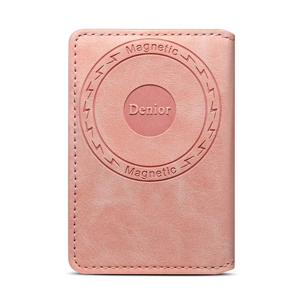 DENIOR V08+1 Vintage Magnetic Phone Card Wallet PU Leather Stand Holder - Pink - 3