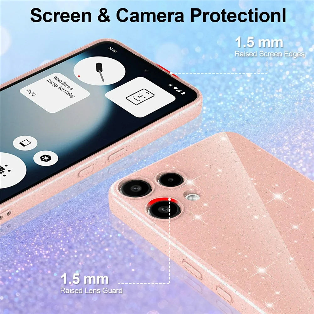 For Nothing Phone (3a) Lite 5G Magnetic Case Glitter TPU Shockproof Phone Cover with Lanyard - Pink - 2