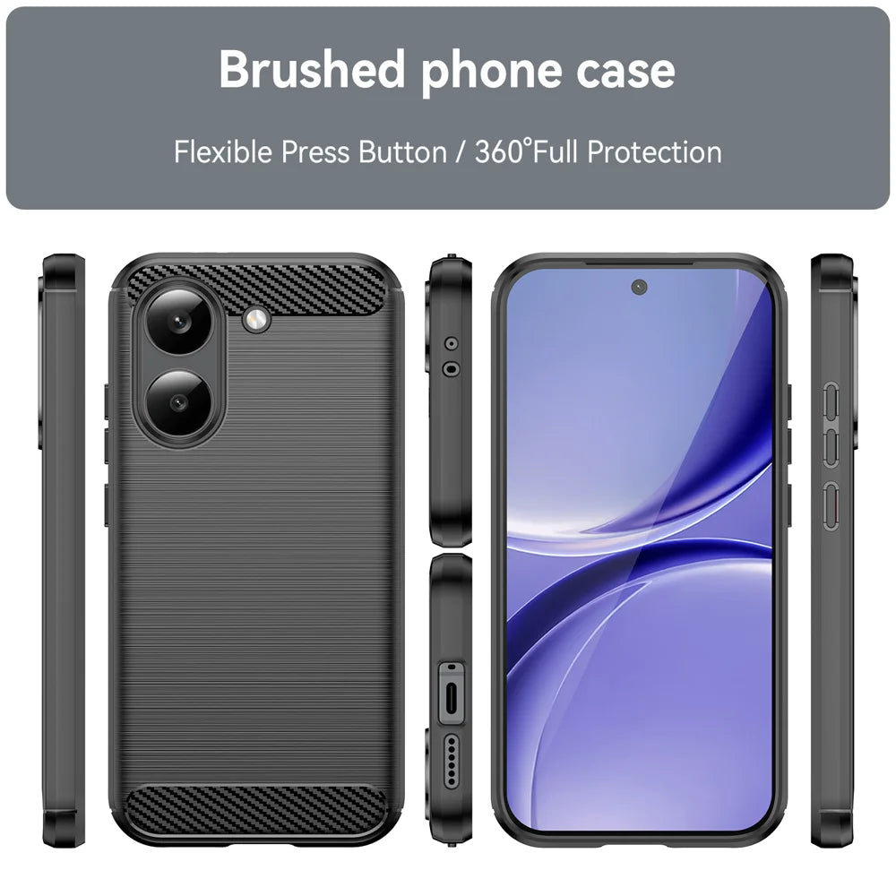 WANLONFENG For Xiaomi Redmi Turbo 5 5G / Xiaomi Poco X8 Pro 5G Case with Screen Film LS Series Big Lens Hole Brushed Texture TPU Phone Cover - Black - 3