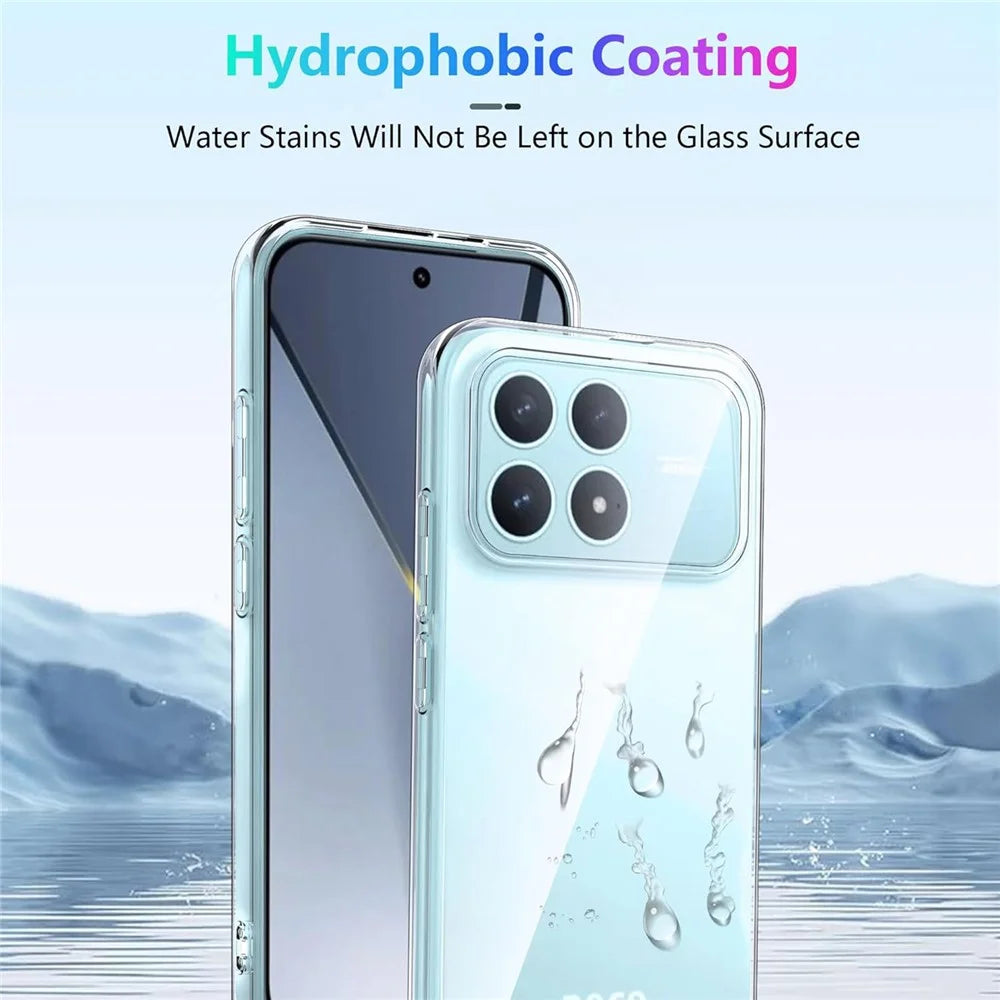 For Xiaomi Poco F8 Pro 5G Case TPU Clear Phone Cover + 2PCS Tempered Glass Screen Film 2.5D Arc Edge - Transparent - 5