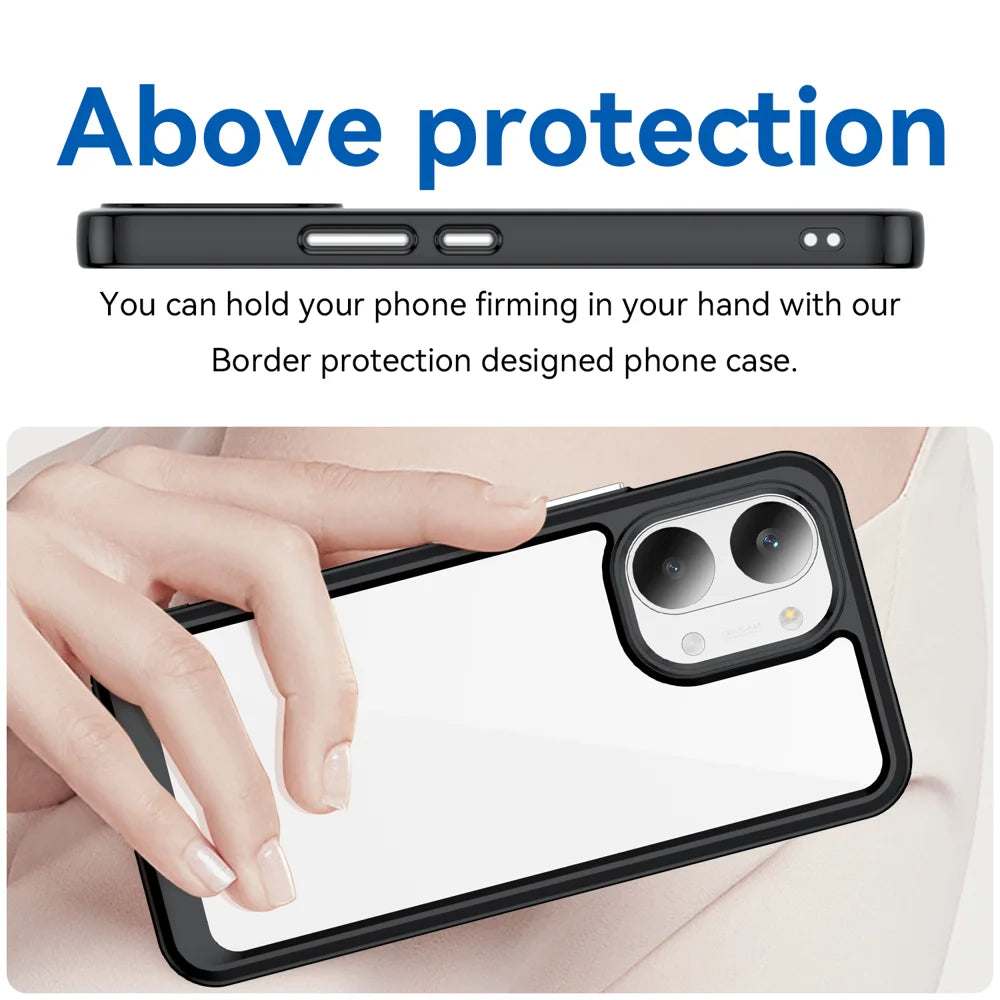 WANLONFENG For Xiaomi Redmi Turbo 5 Max 5G / Xiaomi Poco X8 Pro Max 5G Phone Case XC Series TPU Acrylic Cover with Tempered Glass (Big Lens Hole) - Black - 5