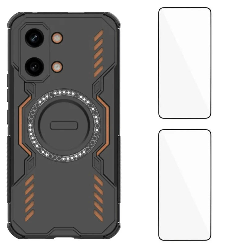 WANLONFENG For Xiaomi Redmi Turbo 5 Max 5G / Xiaomi Poco X8 Pro Max 5G Magnetic Case DJ Series PC TPU Phone Cover with 2Pcs Tempered Glass Film - Black - 1