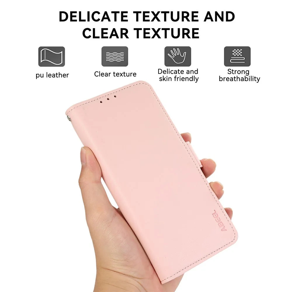 ABEEL For Google Pixel 11  /  Pixel 11 Pro Case Leather Phone Cover with RFID Blocking Wallet - Pink - 5