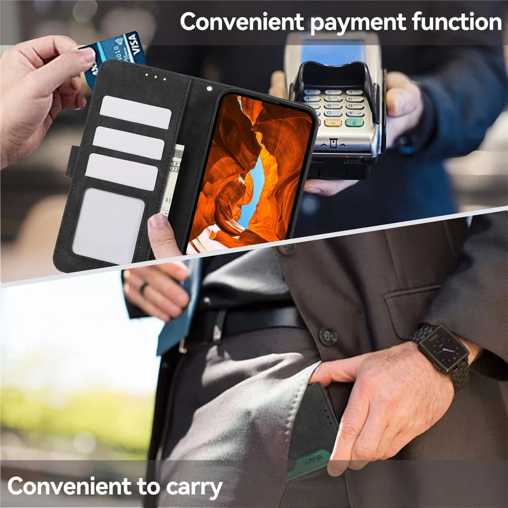 ABEEL For Sony Xperia 1 VIII Case Color Splicing Leather Flip Phone Cover RFID Blocking - Black - 6