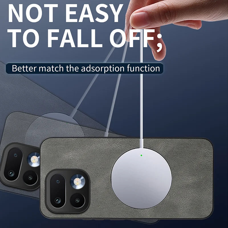 WANLONFENG For Realme 16 Pro+ 5G SD1 Series Magnetic Case Nappa Texture PC TPU Phone Cover - Grey - 3