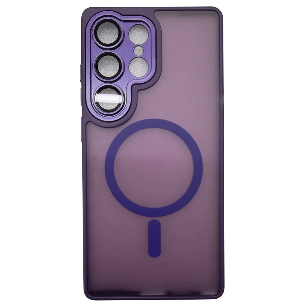 For Samsung Galaxy S22 Ultra 5G Magnetic Case Skin-Touch PC + TPU Phone Cover - Purple - 1