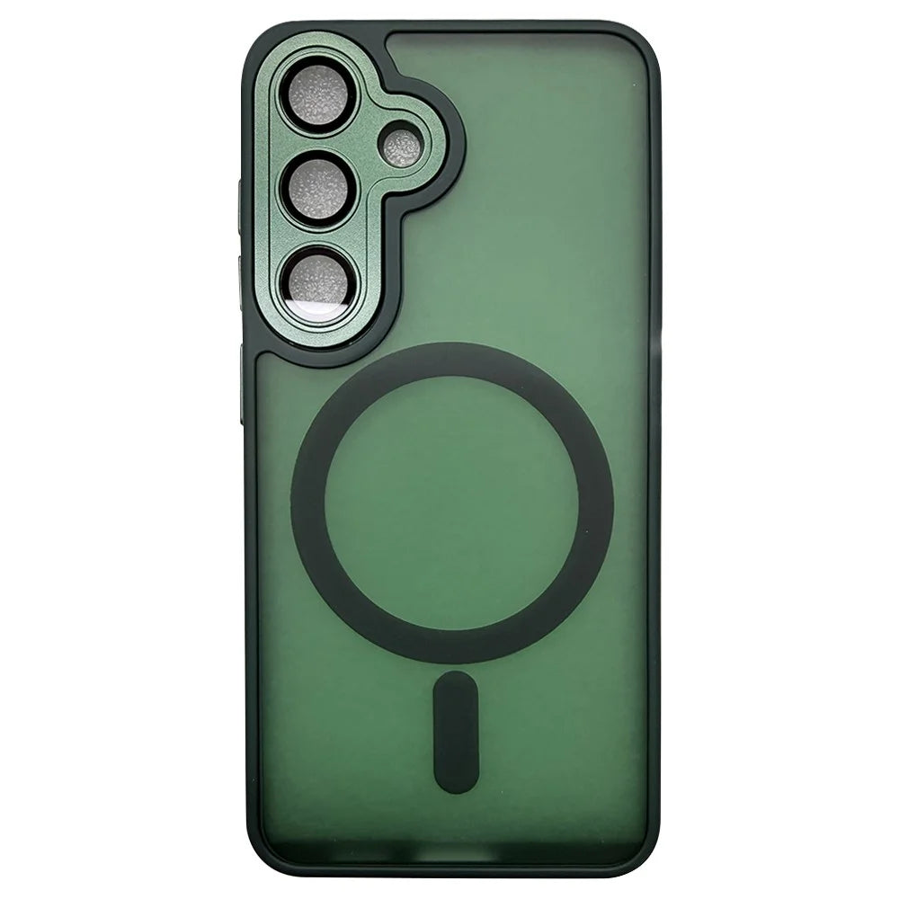 For Samsung Galaxy S23+ Magnetic Case Skin-Touch PC + TPU Phone Cover - Green - 1