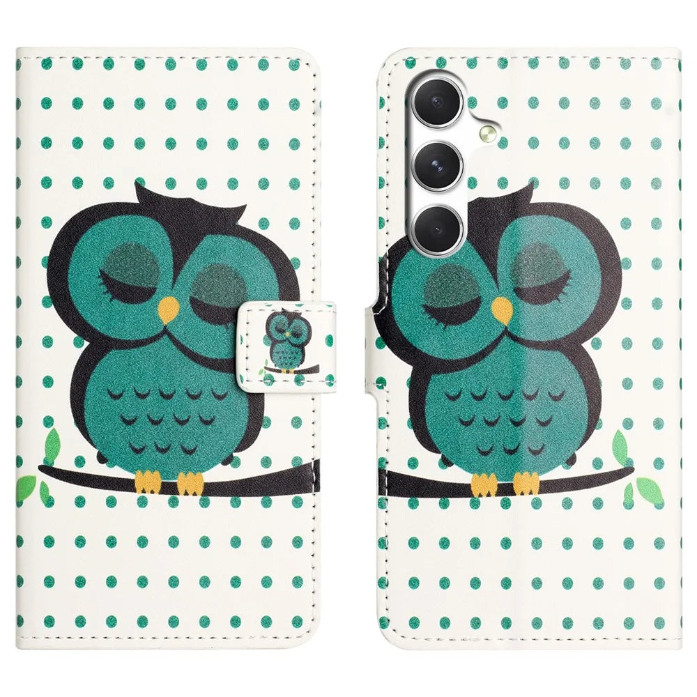 For Samsung Galaxy A27 5G Case Pattern Print PU Leather Wallet Phone Cover - Dots Owl - 1