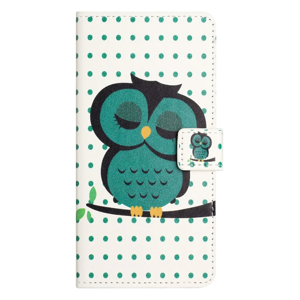 For Samsung Galaxy A27 5G Case Pattern Print PU Leather Wallet Phone Cover - Dots Owl - 4