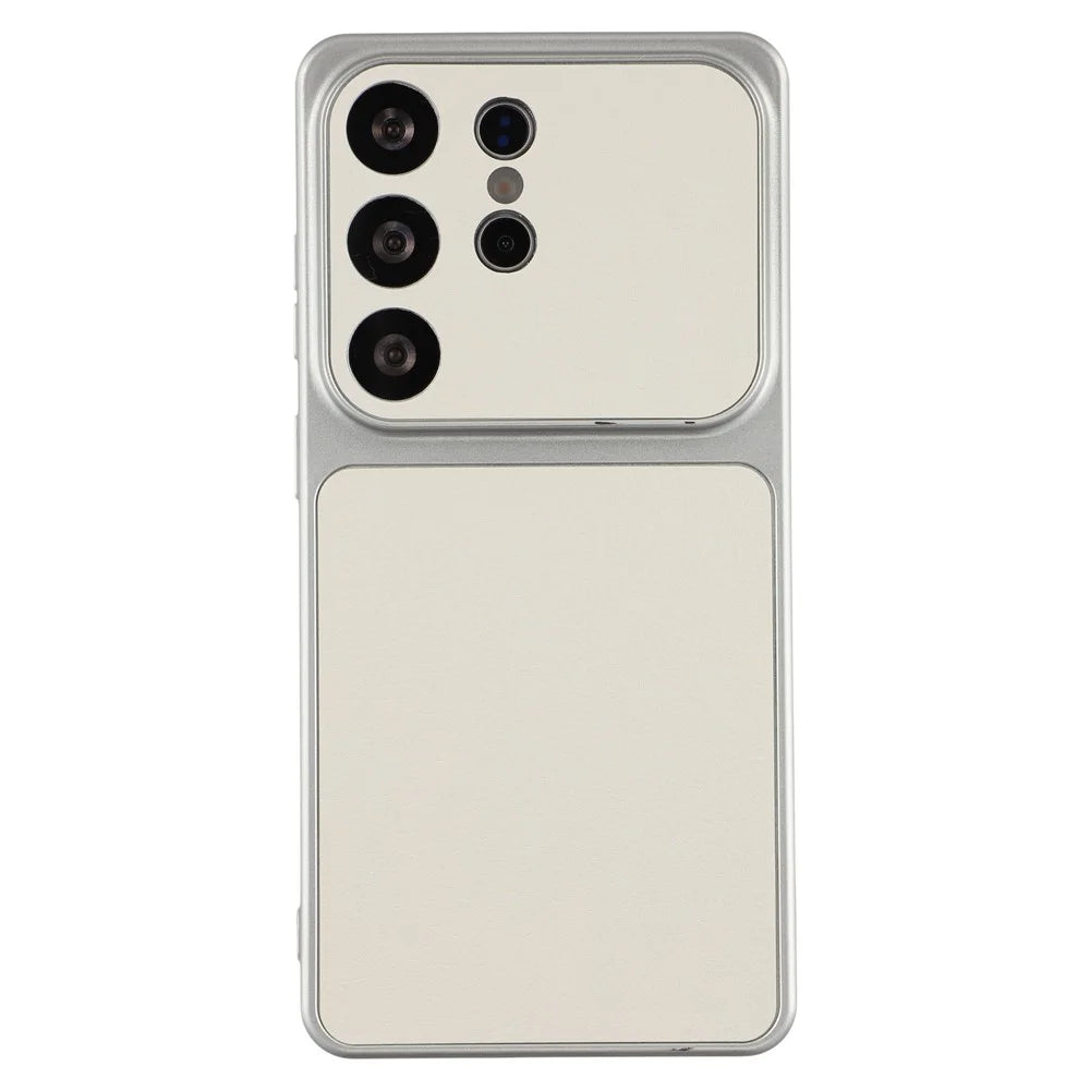 For Samsung Galaxy S26 Ultra Case Sheepskin Texture Leather Coated TPU Phone Cover with Precise Camera Cutouts - White - 1