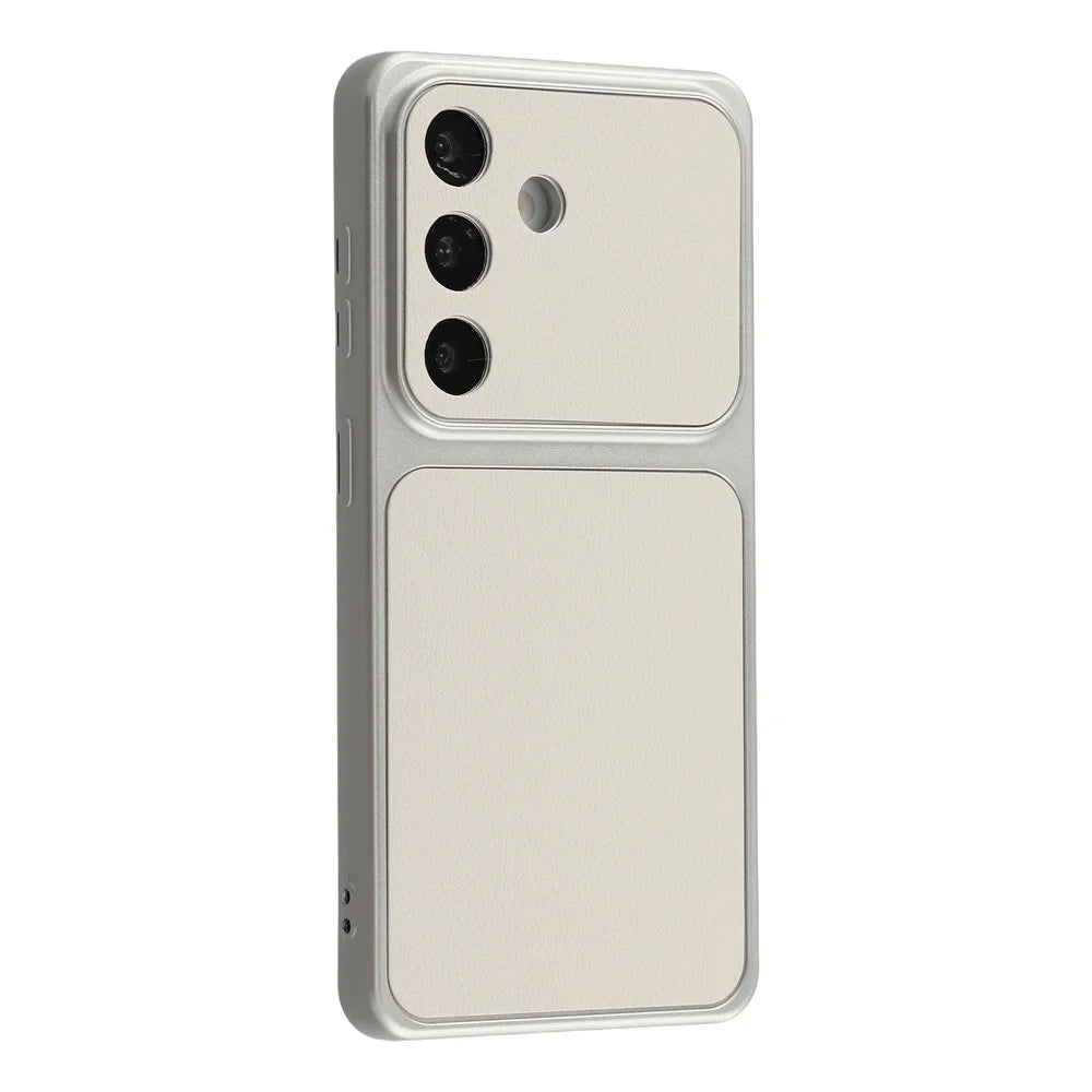 For Samsung Galaxy S26 Case Sheepskin Texture Leather Coated TPU Phone Cover with Precise Camera Cutouts - White - 2
