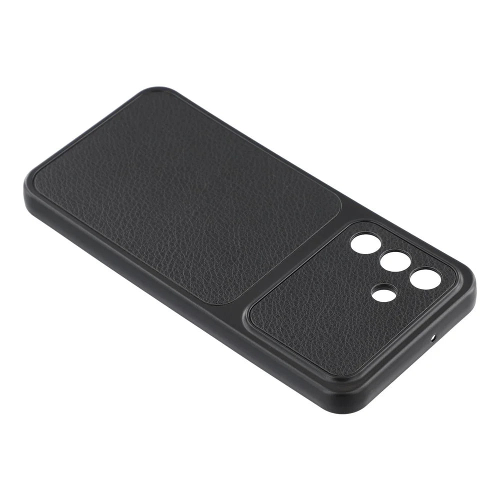 For Samsung Galaxy A18 5G / A18 4G / A17 5G / A17 4G Case Sheepskin Texture Leather Coated TPU Phone Cover with Precise Camera Cutouts - Black - 4