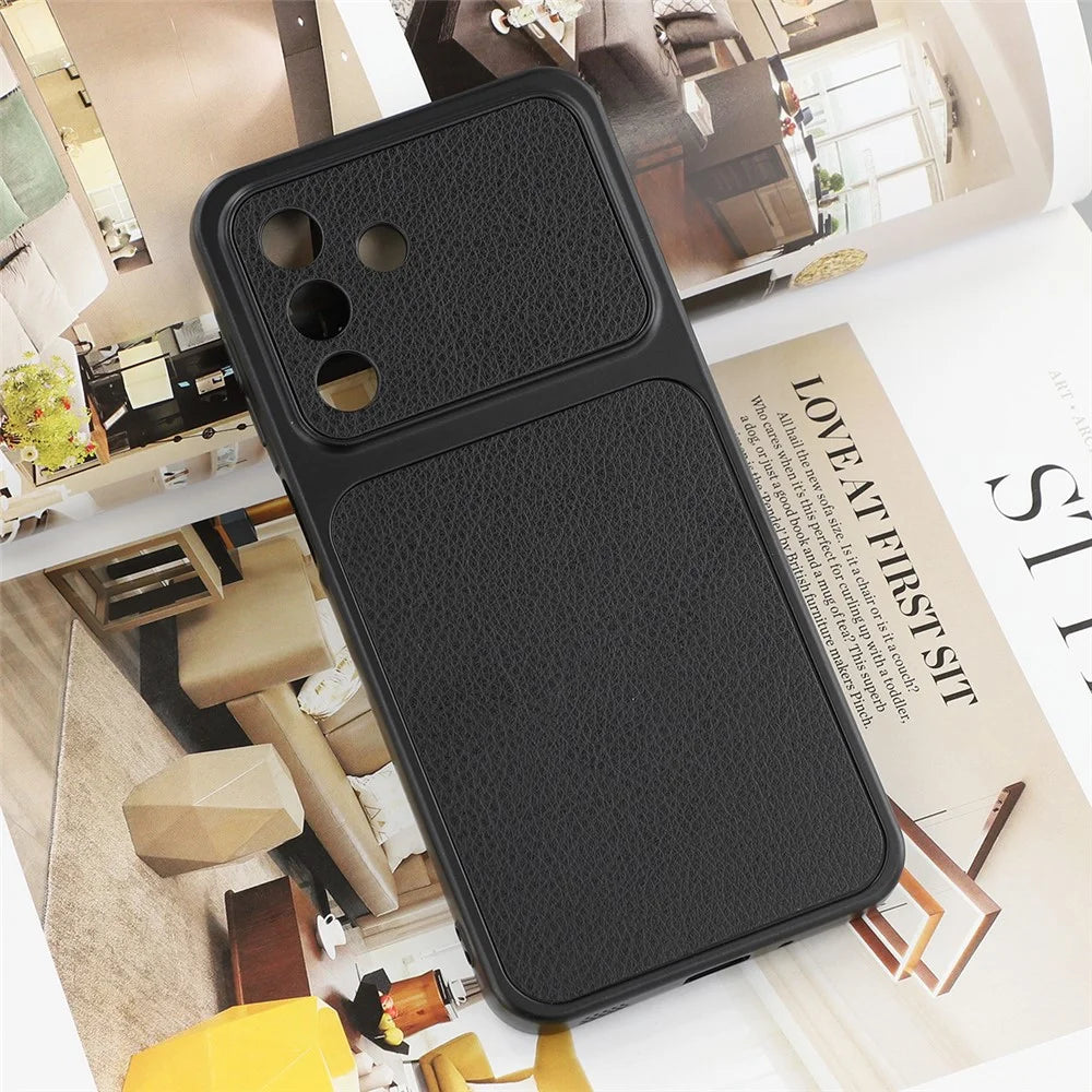 For Samsung Galaxy A18 5G / A18 4G / A17 5G / A17 4G Case Sheepskin Texture Leather Coated TPU Phone Cover with Precise Camera Cutouts - Black - 5