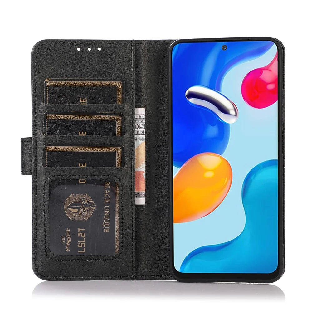 For OnePlus 15T 5G Case Cowhide Texture Leather Wallet Phone Cover with Stand - Black - 2