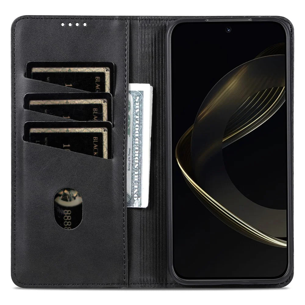AZNS For vivo X300 Ultra 5G Phone Case Cowhide Texture PU Leather Wallet Phone Cover - Black - 3
