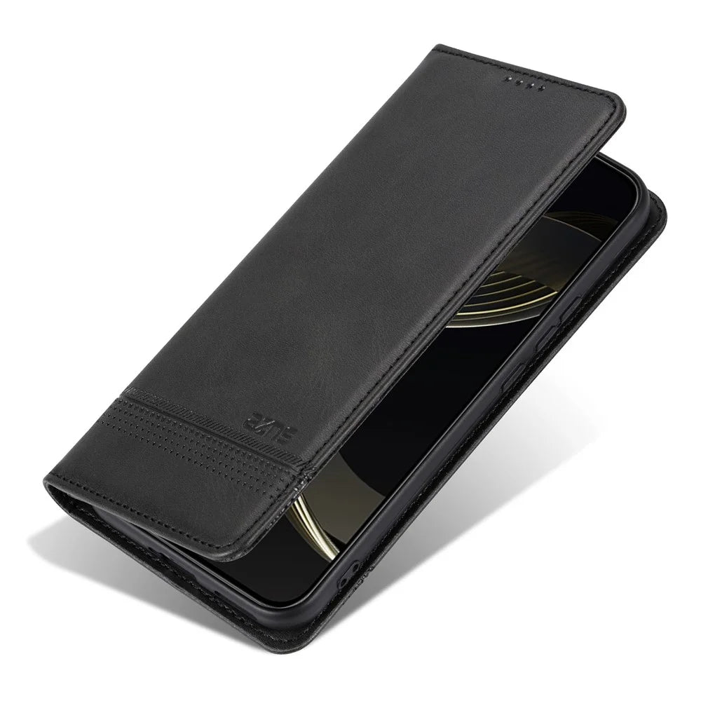 AZNS For vivo X300 Ultra 5G Phone Case Cowhide Texture PU Leather Wallet Phone Cover - Black - 5