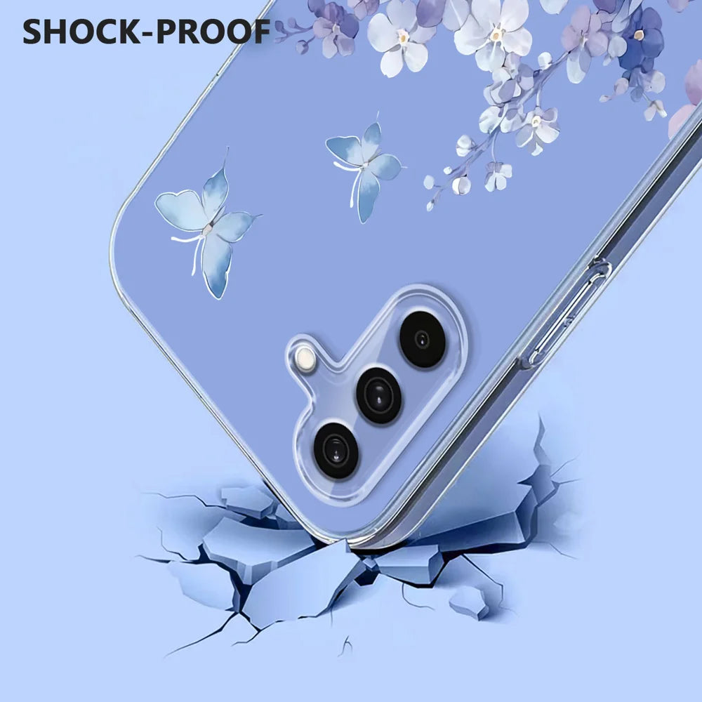 For Samsung Galaxy A27 5G Case Butterfly Floral Pattern Printing TPU Phone Back Cover - Violets - 3