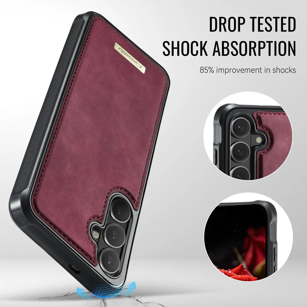 CaseMe For Samsung Galaxy S26 C69 Series Magnetic Case Leather Coated TPU Phone Cover - Red - 6