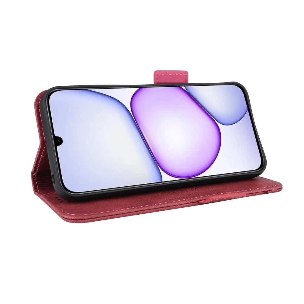 For Realme C100 5G / C83 5G Case Leather Wallet Flip Phone Cover with Hardware Decor - Rose - 5