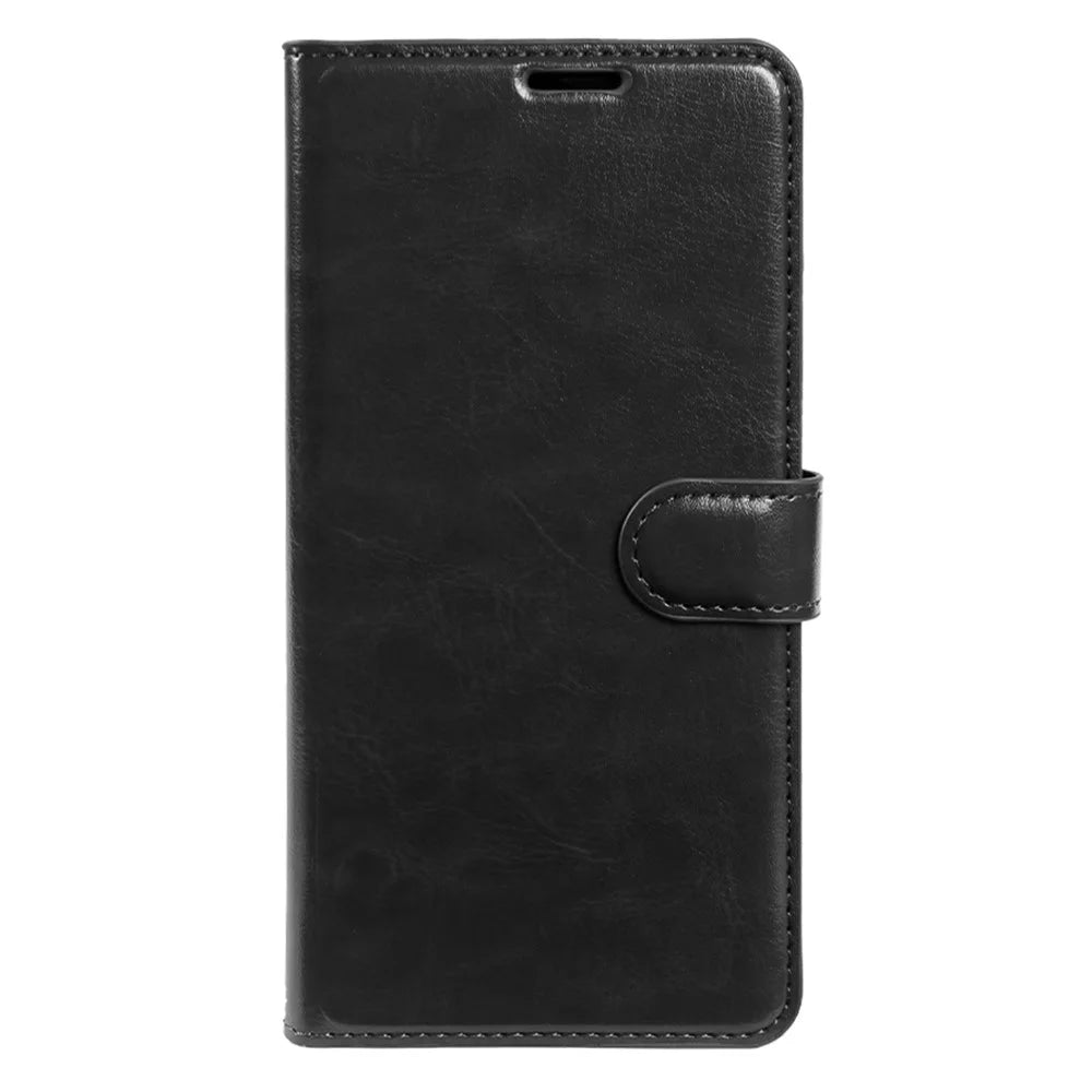 For Samsung Galaxy A24 5G Wallet Case Crazy Horse Texture Leather Flip Phone Cover with Magnetic Closure - Black - 6