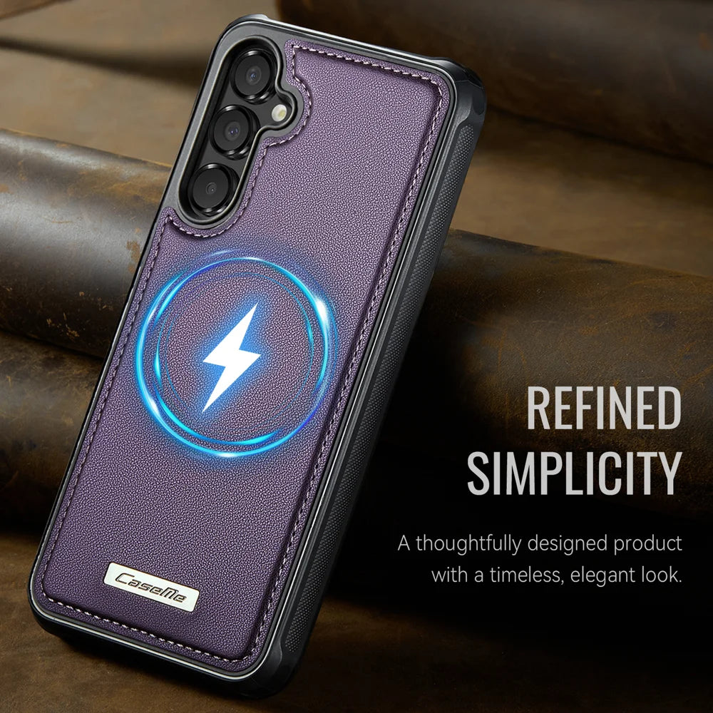 CaseMe For Samsung Galaxy A16 4G / Galaxy A16 5G C69 Series Magnetic Case Leather Coated TPU Phone Cover - Purple - 7