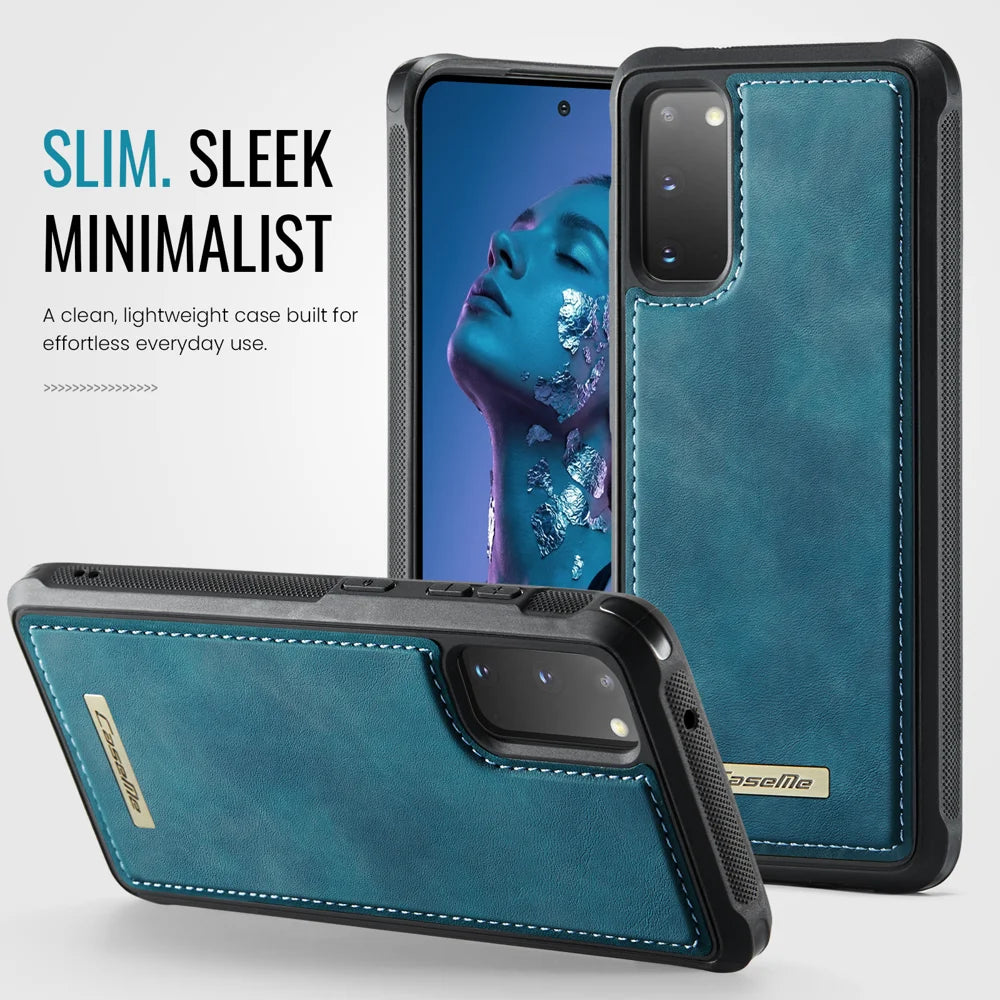 CaseMe For Samsung Galaxy S20 4G / Galaxy S20 5G C69 Series Magnetic Case Leather Coated TPU Phone Cover - Green - 7