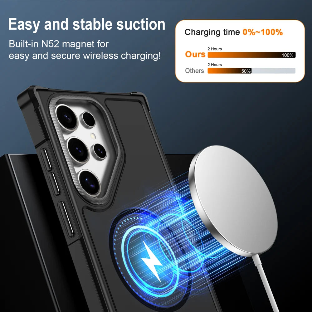 For Samsung Galaxy S24 Ultra Magnetic Case Shockproof TPU PC Protective Cover - Black - 3