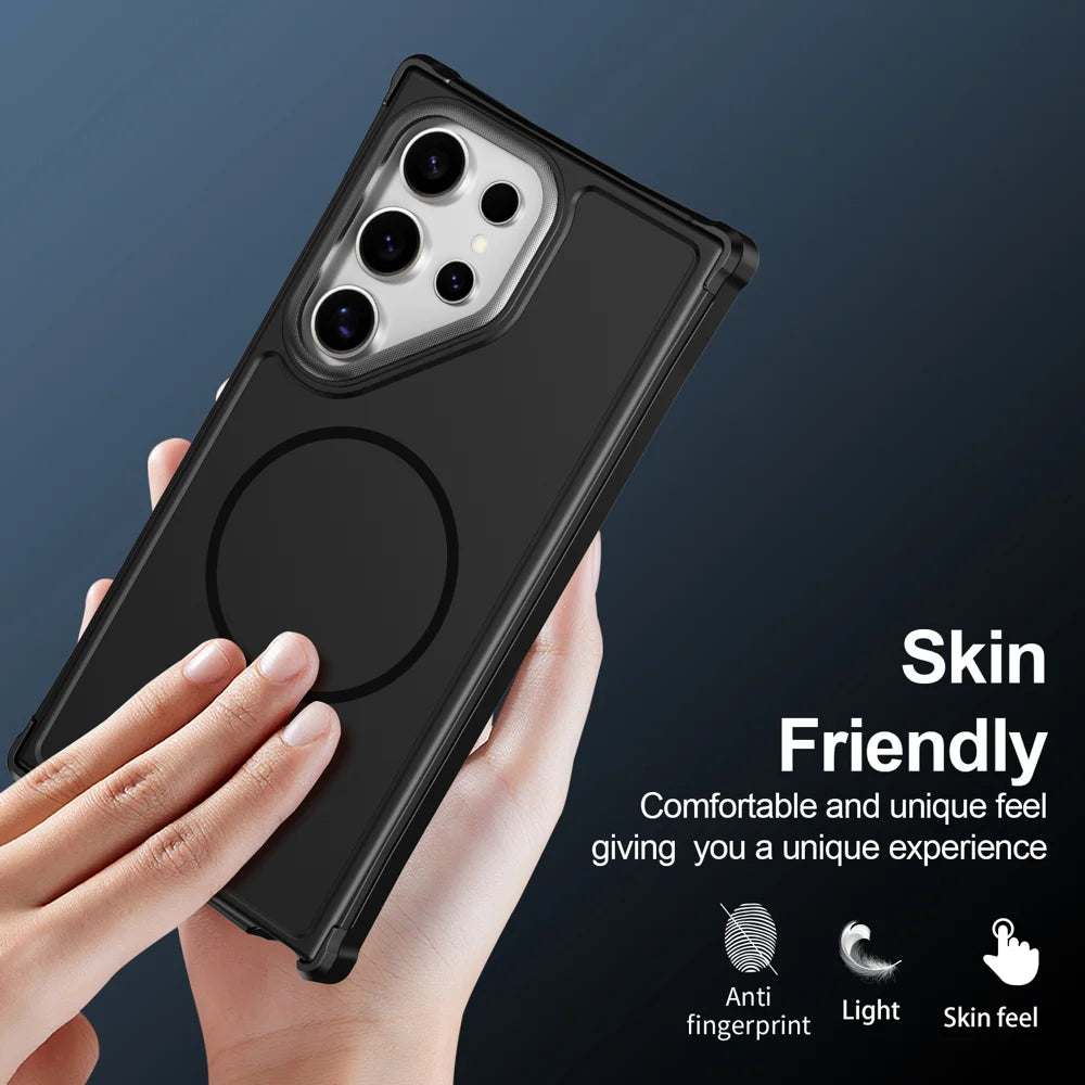 For Samsung Galaxy S24 Ultra Magnetic Case Shockproof TPU PC Protective Cover - Black - 6