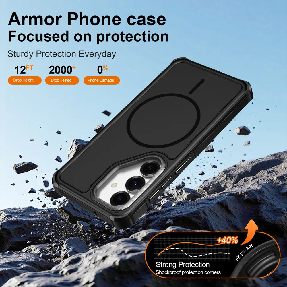 For Samsung Galaxy S24+ / Galaxy S25+ Magnetic Case Shockproof TPU PC Protective Cover - Black - 5
