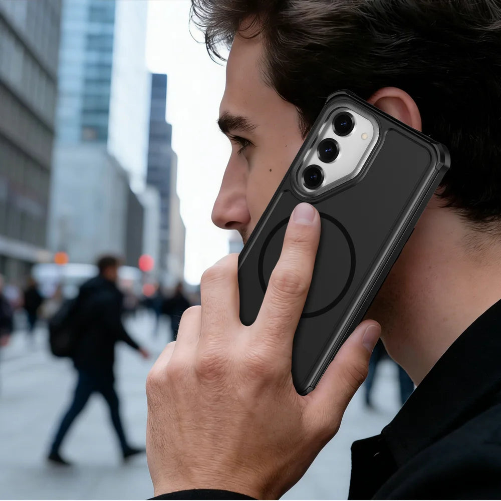For Samsung Galaxy S24+ / Galaxy S25+ Magnetic Case Shockproof TPU PC Protective Cover - Black - 7