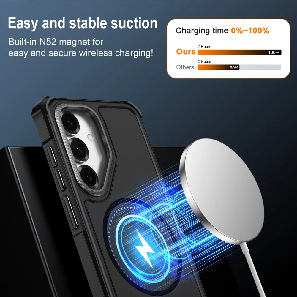 For Samsung Galaxy S24 / Galaxy S25 Magnetic Case Shockproof TPU PC Protective Cover - Black - 3