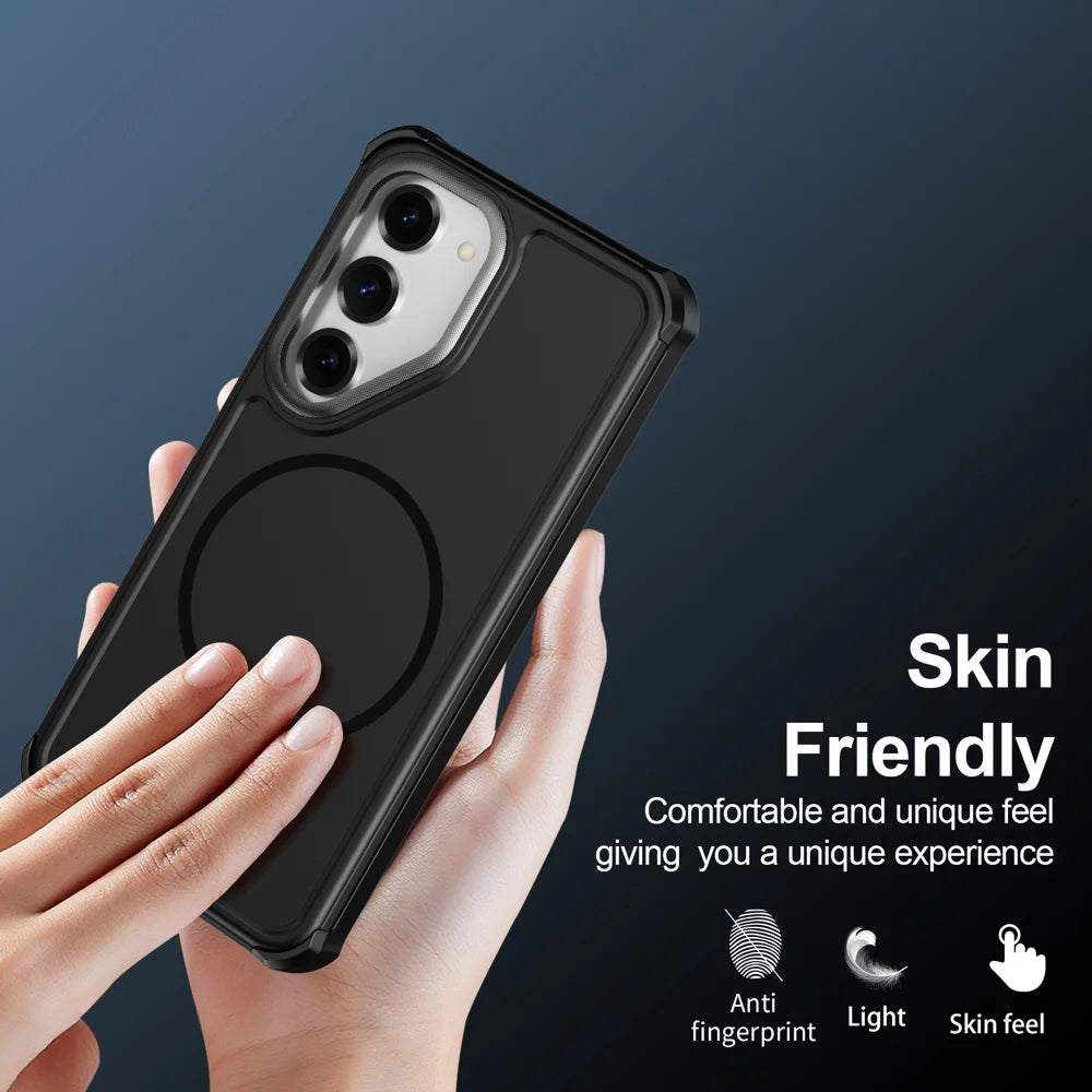 For Samsung Galaxy S24 / Galaxy S25 Magnetic Case Shockproof TPU PC Protective Cover - Black - 6