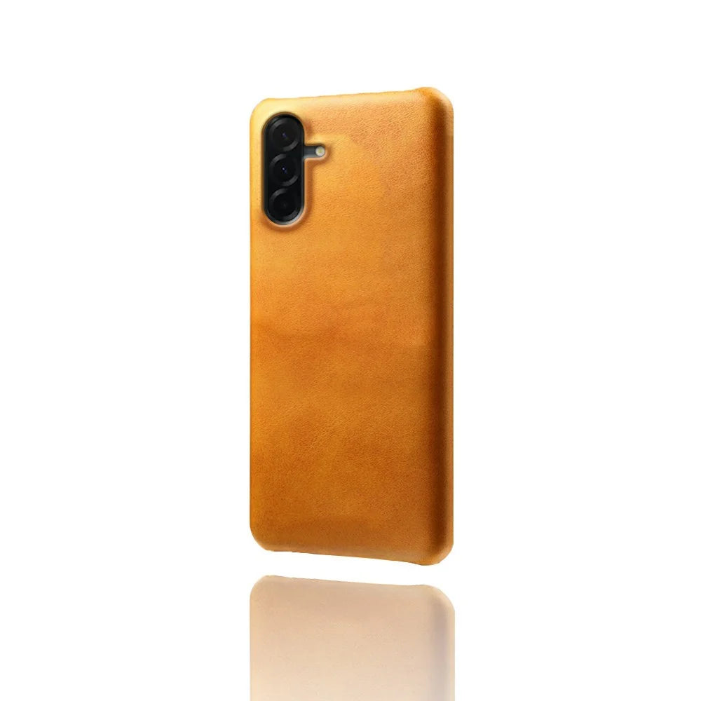 For Samsung Galaxy A37 5G Case Calf Texture PU Leather Hard PC Protective Phone Cover - Orange - 3