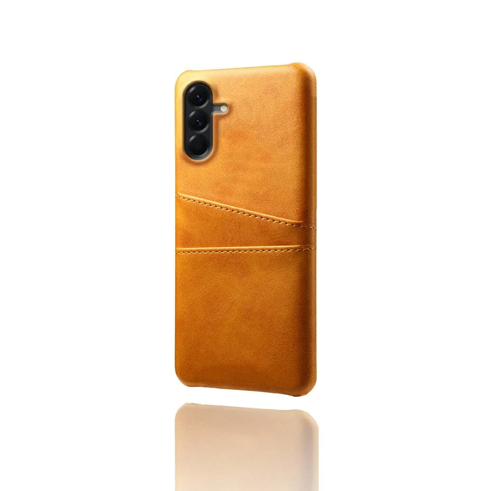 For Samsung Galaxy A57 5G Case Dual Card Slots PU Leather + Hard PC Phone Cover - Orange - 3