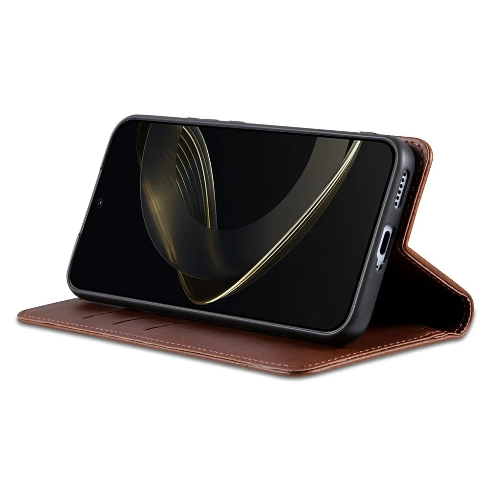 AZNS For Samsung Galaxy A27 5G Phone Case Cowhide Texture PU Leather Wallet Phone Cover - Coffee - 3