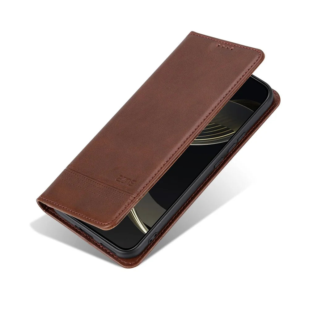 AZNS For Samsung Galaxy A27 5G Phone Case Cowhide Texture PU Leather Wallet Phone Cover - Coffee - 6
